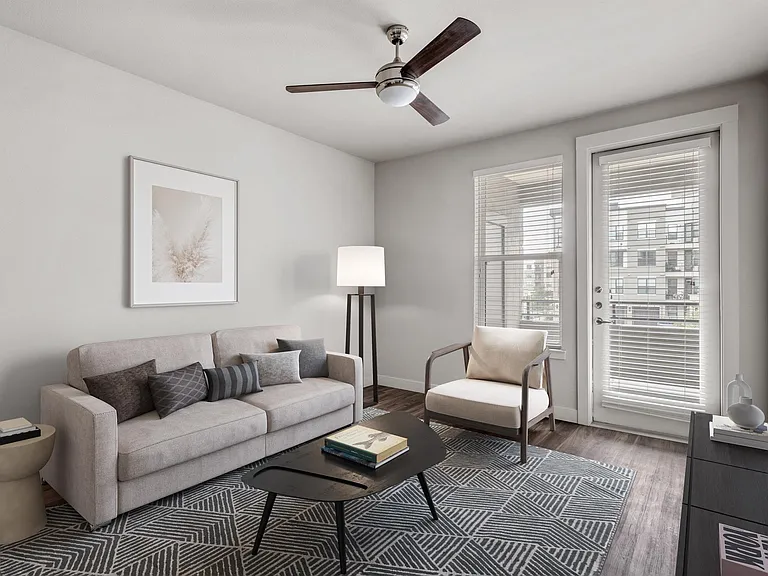 Cozy Living Area with Large Windows and Contemporary Finishes