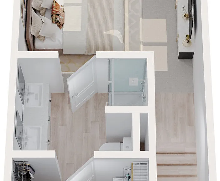 One Bedroom Townhome First Floor with Walk-in Closets