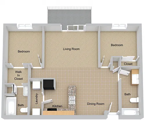 Floor plan Two Bedroom Large