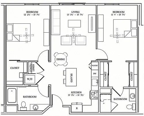 Floor plan TWO BEDROOM 1
