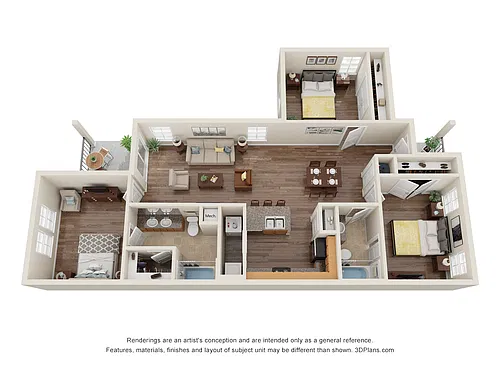 Floor plan Villa - Three Bedroom Two Bath