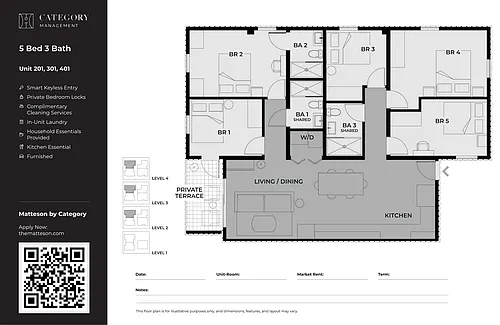 Floor plan Private Bedroom in Shared 5 Bed 3 Bath-D