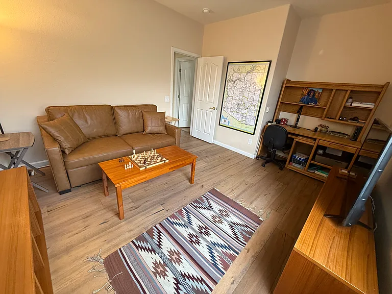 Den with Hide a bed, TV and desk