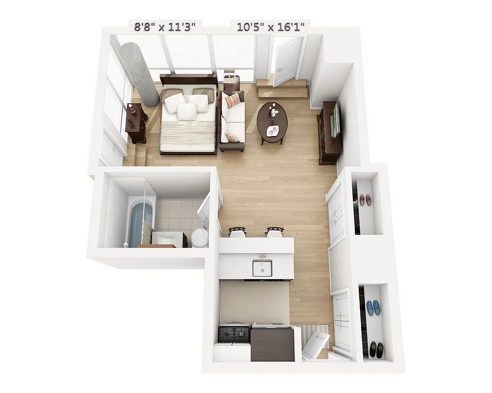 Floor plan Studio (E1B-808)