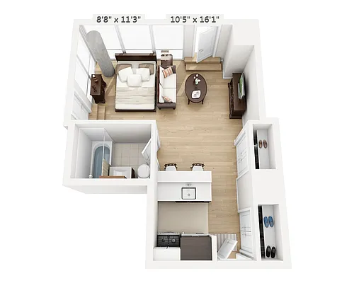 Floor plan Studio (E1B-808)
