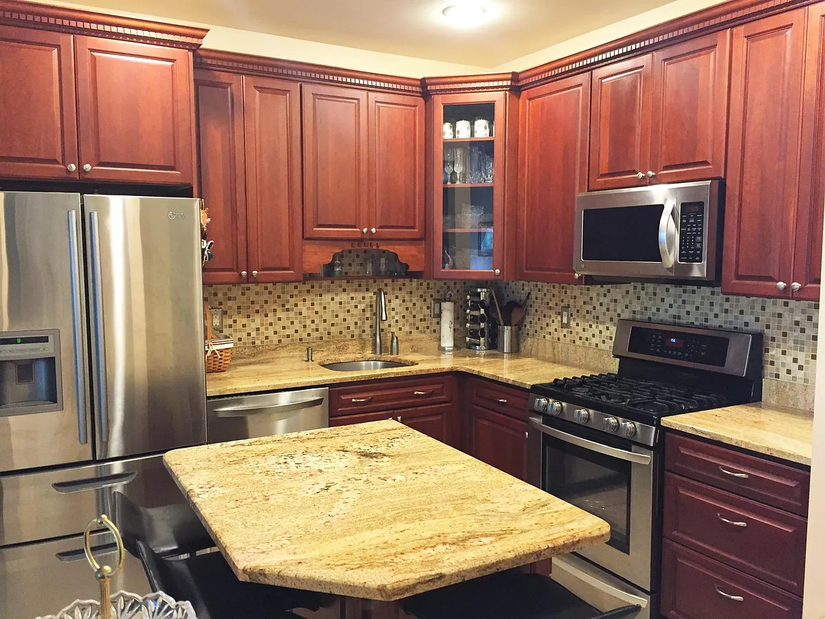 Cherry Wood Cabinets & Island - 587 Brittany Cir