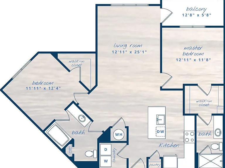 2x2 B4 floor plan Vue at Belleair