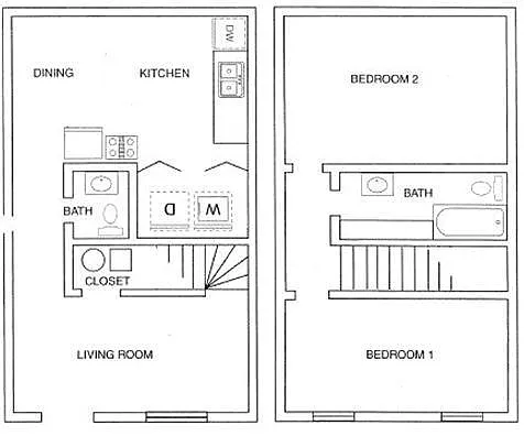 Floor plan 2 Bed 1.5 Bath