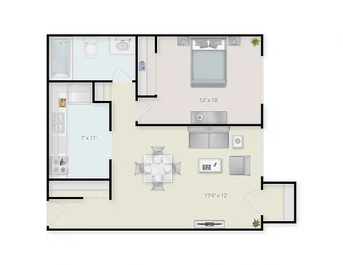 Floor plan One Bedroom Garden