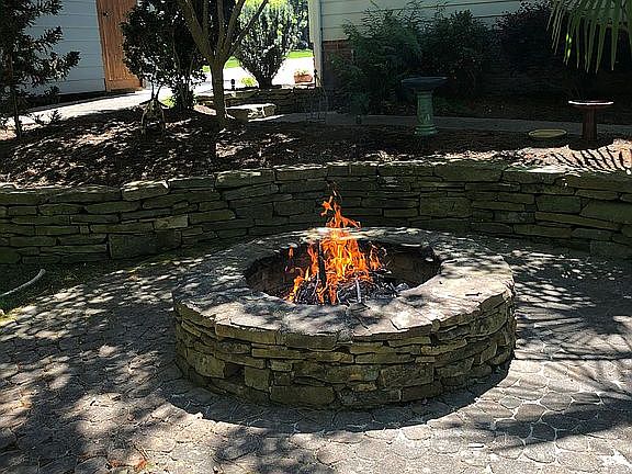 Backyard stone firepit