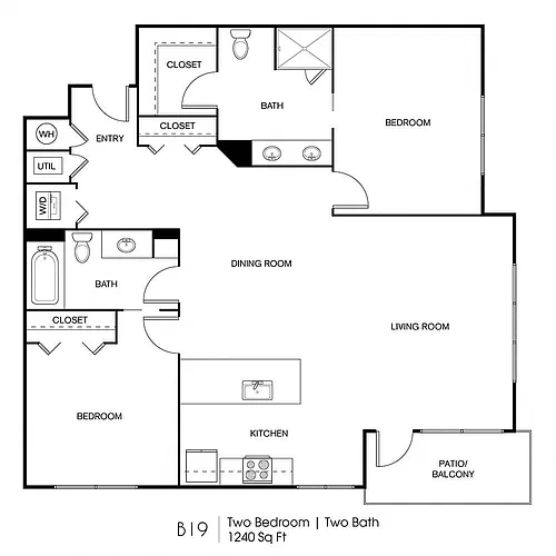 Floor plan B19: 2 Bed 2 Bath