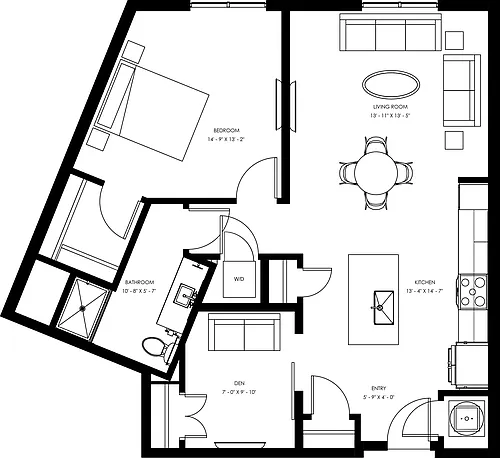 Floor plan A7 - One Bedroom + Den