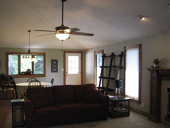 Great room with vaulted ceiling
