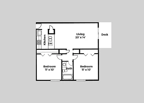 Floor plan 2 Bed 1 Bath