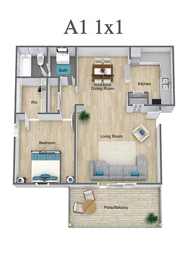 Floor plan 1 Bedroom | 1 Bath
