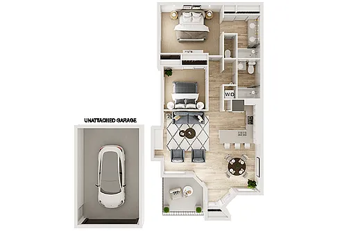 Floor plan 2 Bedroom 2 Bath (A)