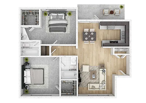 Floor plan 2 Bedroom, 2 Bathroom