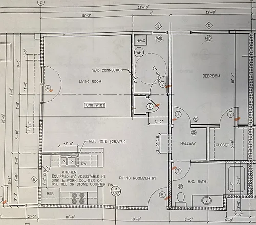 Floor plan 1-Bdr w- Covered Patio Deck