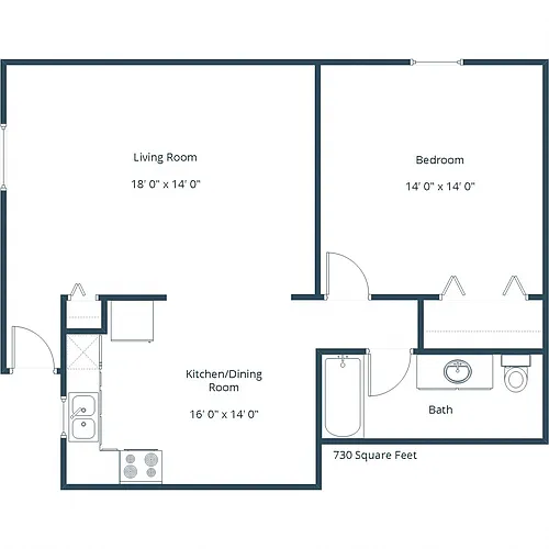 Floor plan One Bedroom 11A