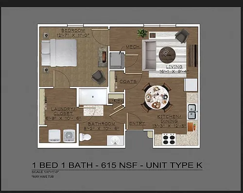 Floor plan 1 Bedroom