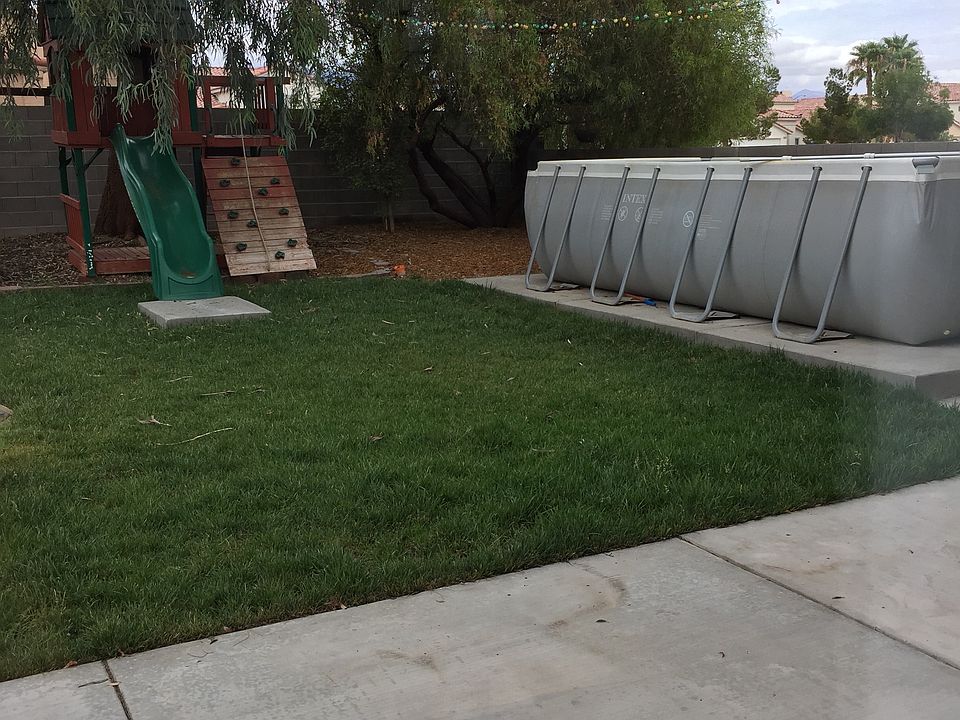 Pool and natural green grass