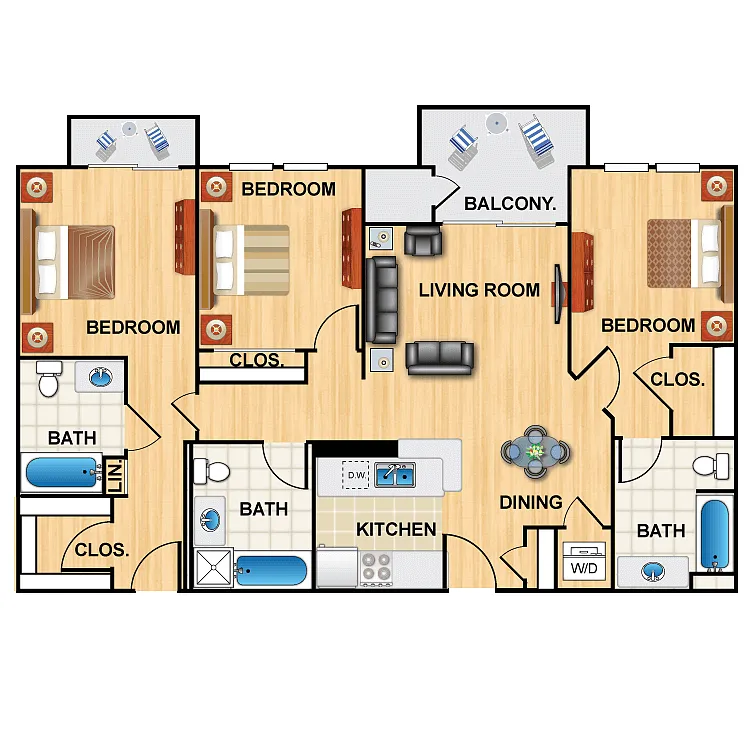 Floor plan J (3 bedroom x 3 bath)