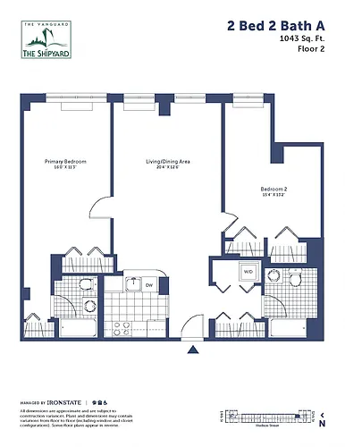 Floor plan 2 Bed 2 Bath A