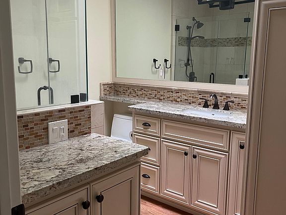 bathroom has been remodel new shower and plenty of light and storge