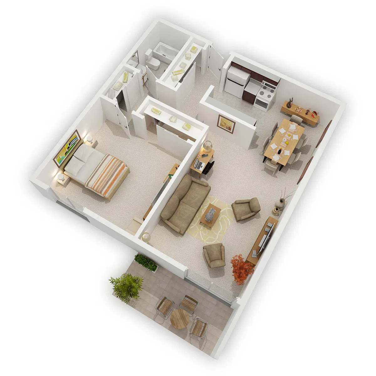 Floor plan 1 Bedroom Large