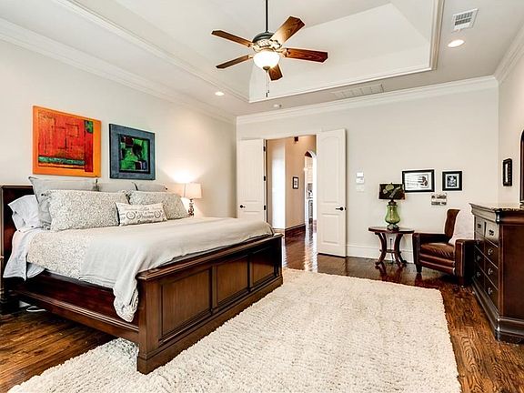 Master suite has hardwood floors, trey ceiling and French doors that lead to a luxurious bath and a simply amazing wardrobe closet!