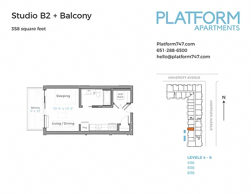 Floor plan Studio B2 Balcony