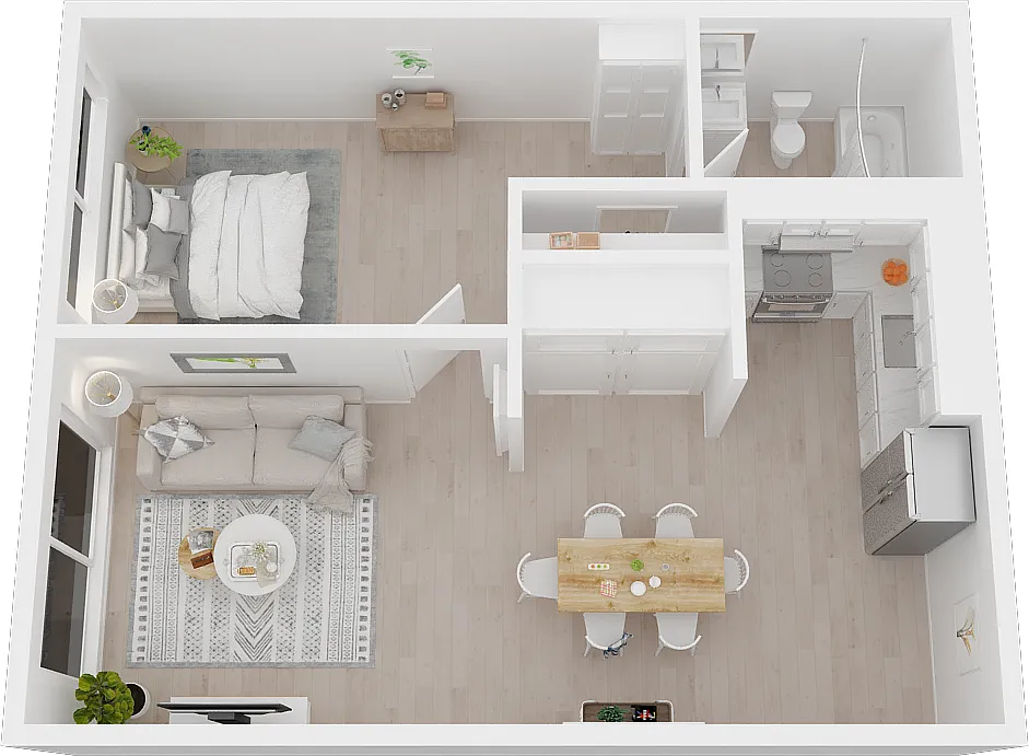 Floor plan 1BR/1BA-E