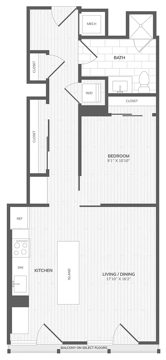 Floor plan 1 Bed/1 Bath-Exec D East Medley