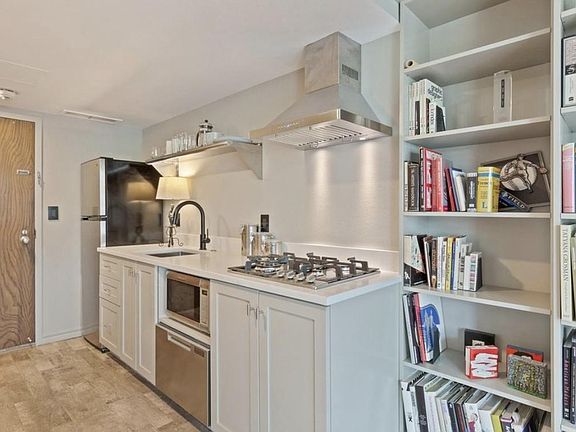 Fridge, dishwasher, stovetop, toaster oven, Keurig, and all the spices and dishes to make your culinary dreams come true... or just have a place for your milk and cereal