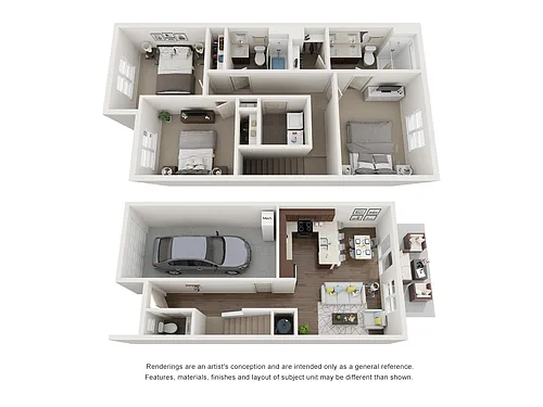 Floor plan 3 Bedroom 2 and a Half Bath Townhome