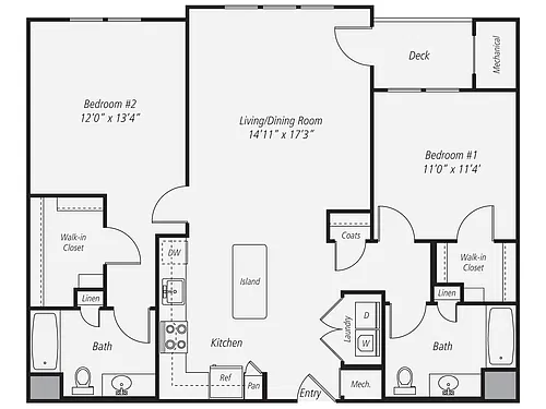 Floor plan 2 Bed/2 Bath-B7