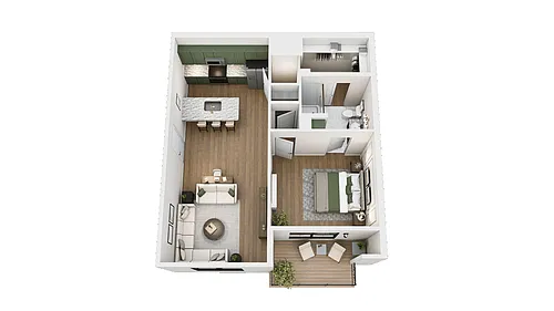 Floor plan 1 Bed 1 Bath B