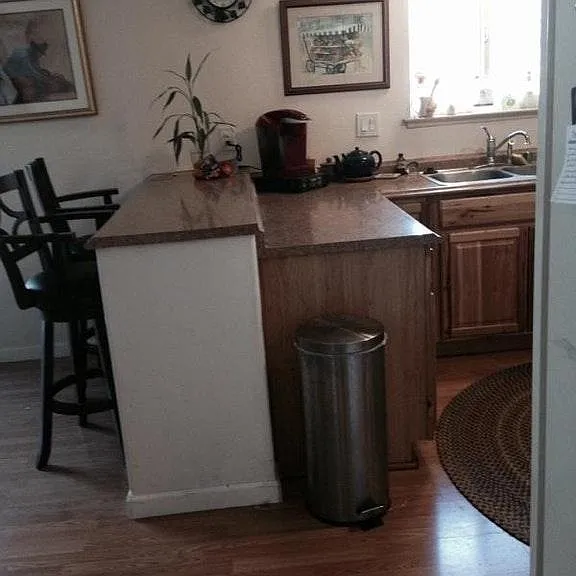 kitchen shwowing breakfast bar