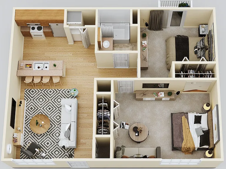 Amazing Two Bed One Bath Floor Plan