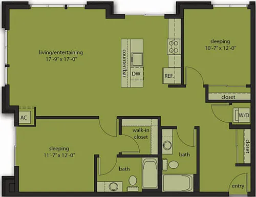 Floor plan Two Bedroom E1