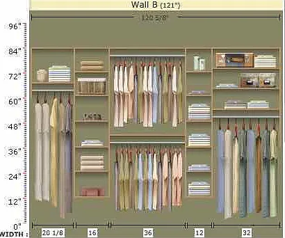 Layout of the closet organizer