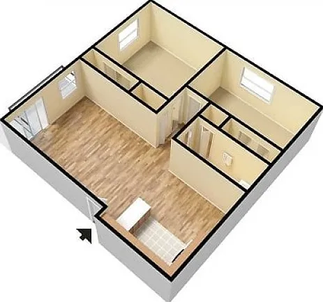 Brarwood Village 2 bedroom 3D floor plan Brarwood Village 2 bedroom 3D floor plan