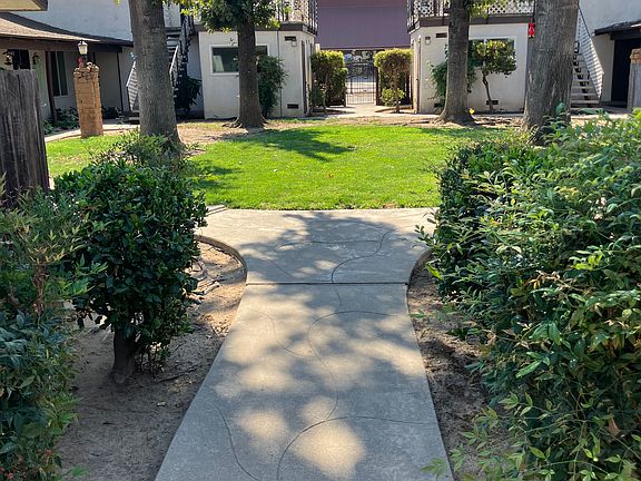 center courtyard with beautiful red oak shade trees