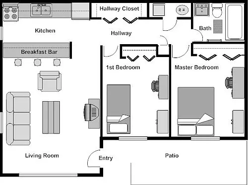 Floor plan 2 Bedroom Dining Room
