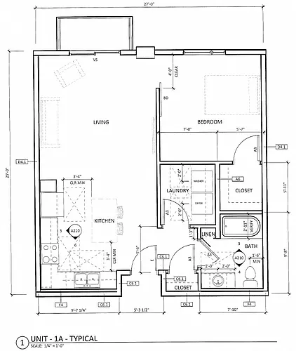 Floor plan 1B/1B/HIF 80%
