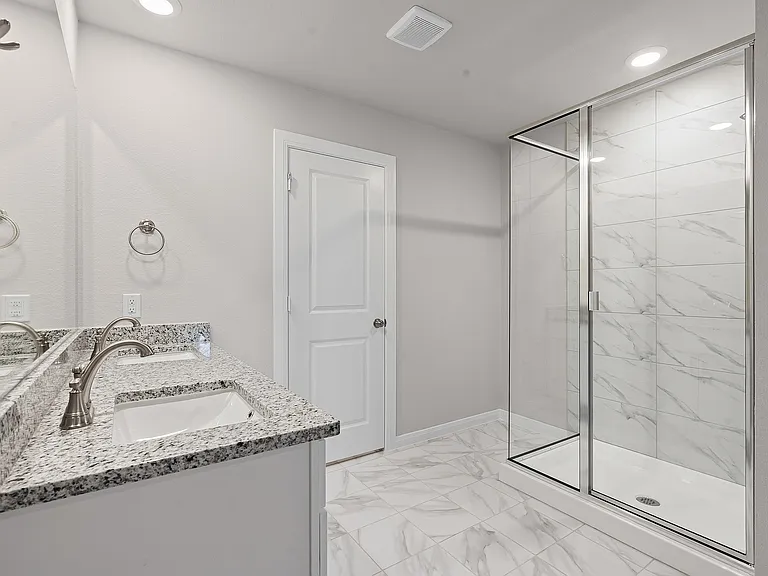 Bathroom with mirror and shower