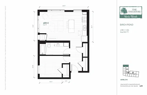 Floor plan 1 Bedroom (C-50)