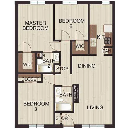 Floor plan Three Beds