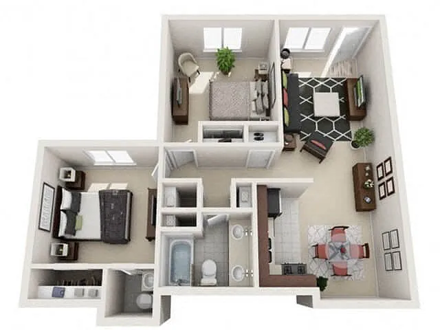 Floor plan B2 TWO BEDROOM ONE & HALF BATH