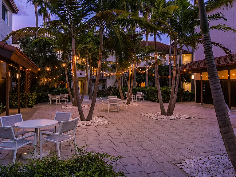 Beautiful courtyard with lush landscaping